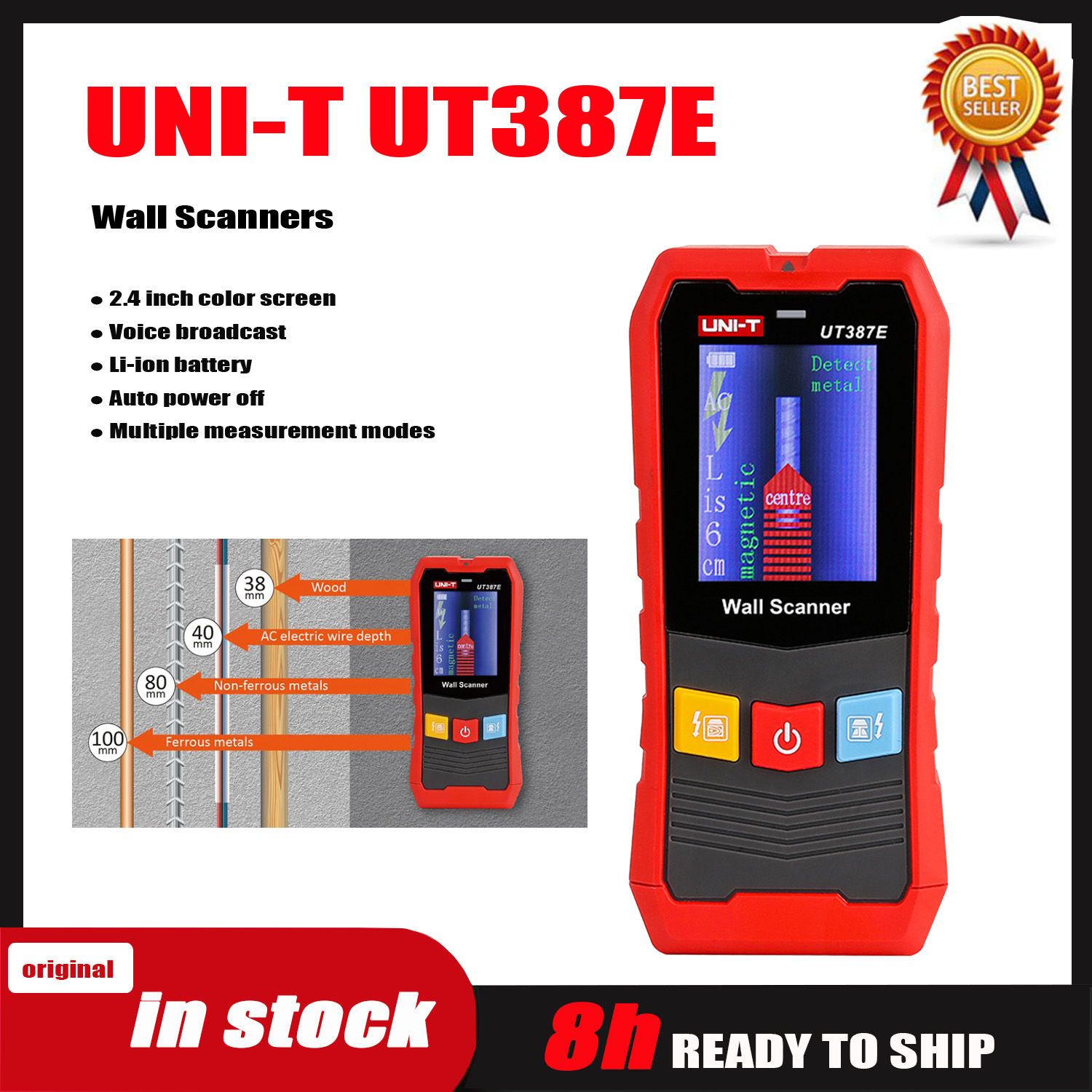 Stud Detector With Metal Ac Wire - UNI-T UT387E UT387LM UT387S Wandscanner 4-in-1-Metalldetektor,