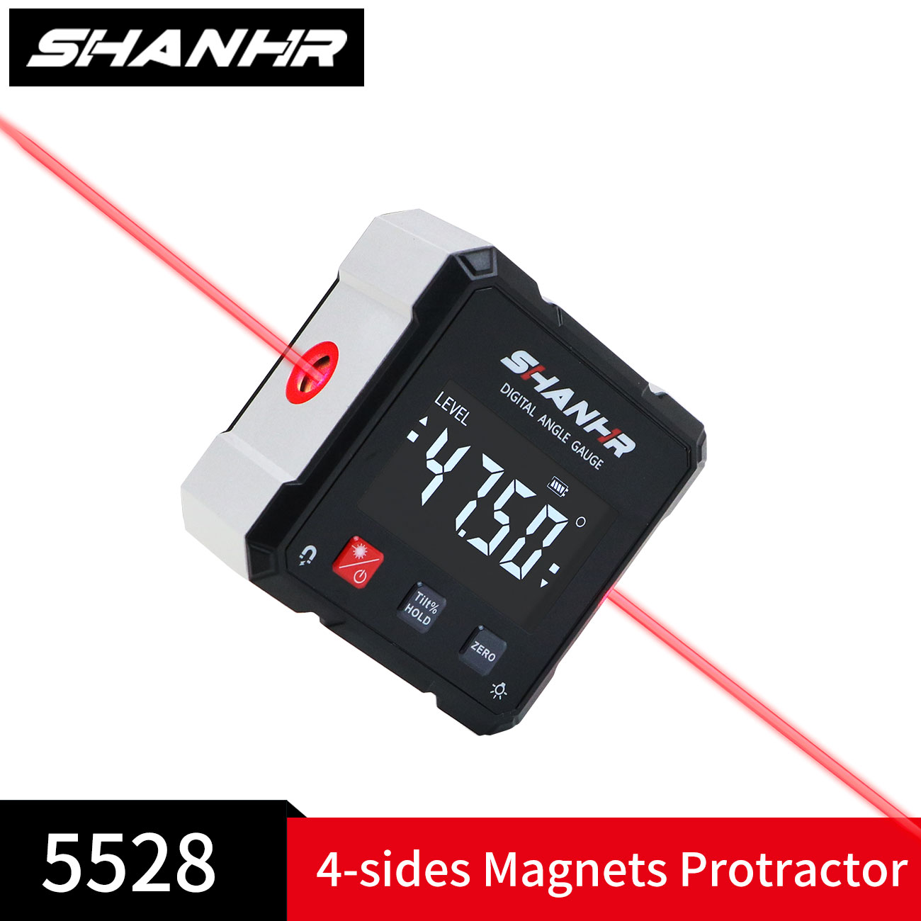 Stud Finder With Laser Level - SHANHR Winkellaser-Nivelliergerät mit 4 Seitenmagneten, Digitaler
