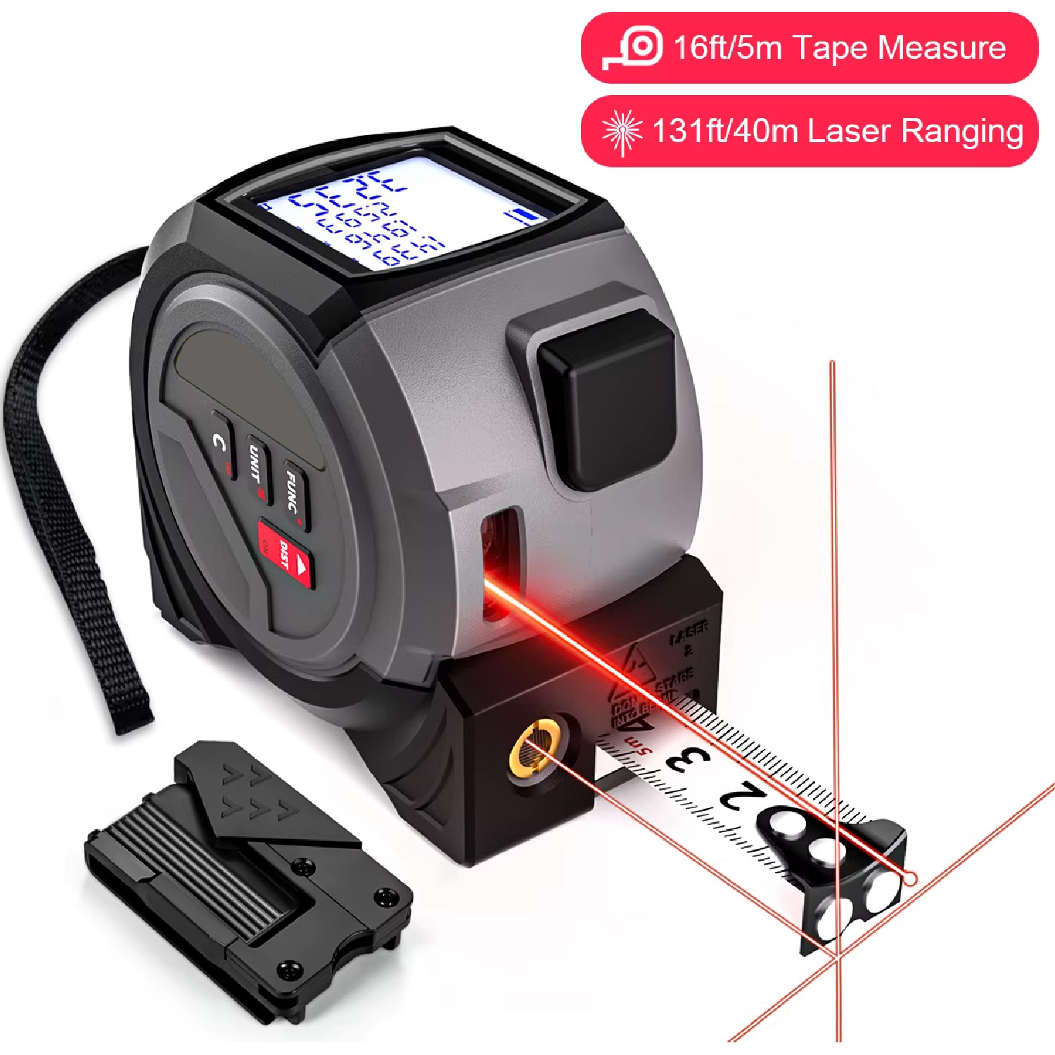Stud Finder With Laser Level - 3-in-1 Laser-Entfernungsmesser 5m Maßband 60M/196Ft /