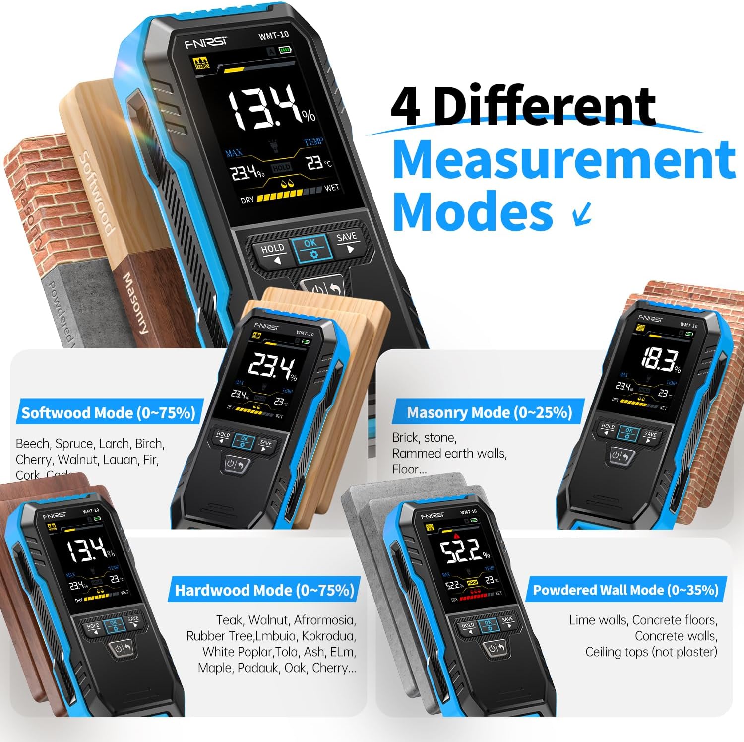FNIRSI WMT-10 Stiftloses Holzf – Moisture Meter Wall Wood Bewertung und Preis