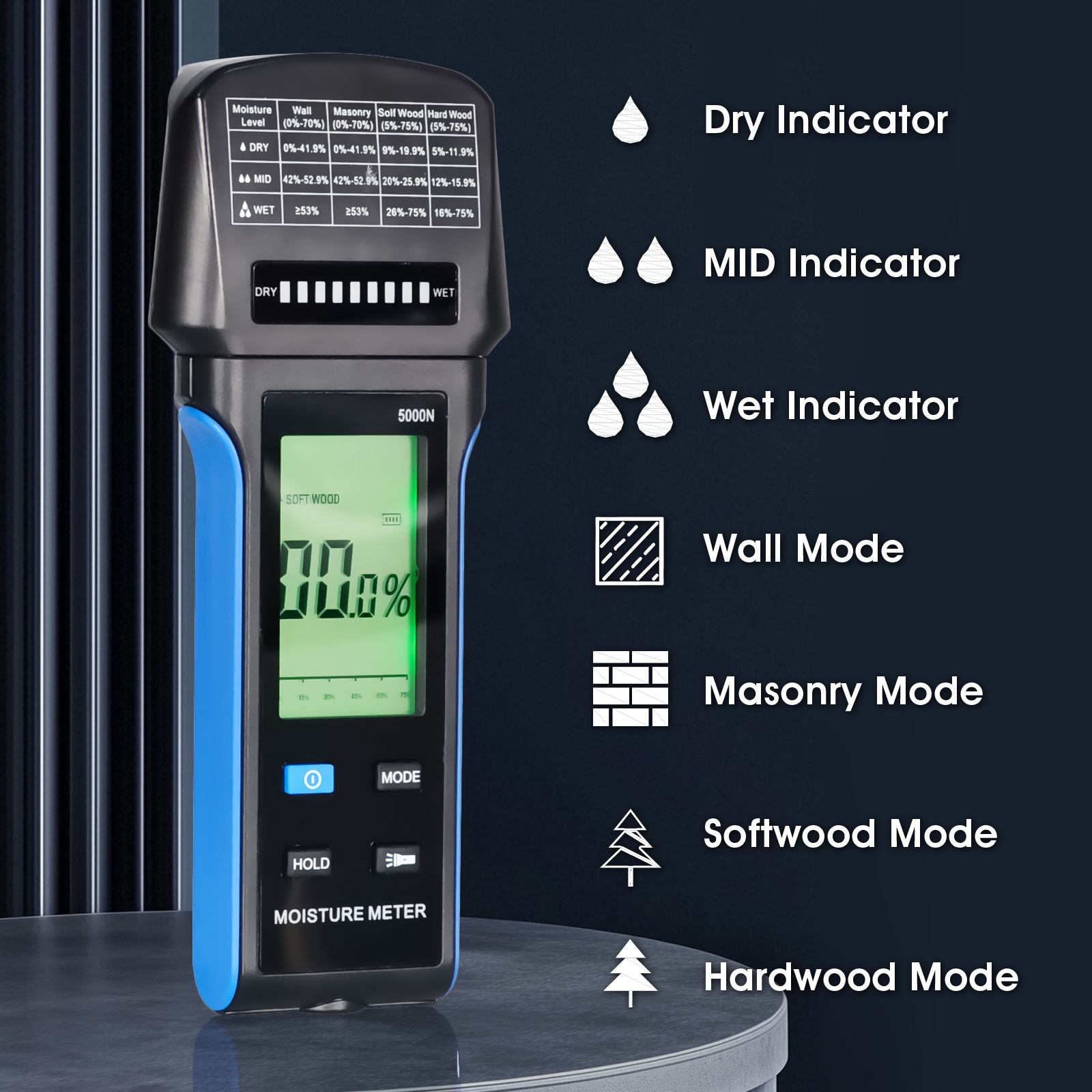 HoldPeak 5000N Stiftloses Feuc – Moisture Meter Wall Wood Bewertung und Preis
