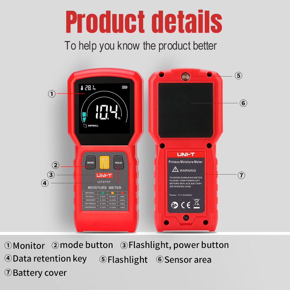UNI-T UT377C Stiftloses Feucht – Moisture Meter Wall Wood Bewertung und Preis